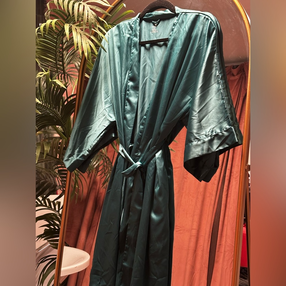 Elegant Teal Satin Robe
